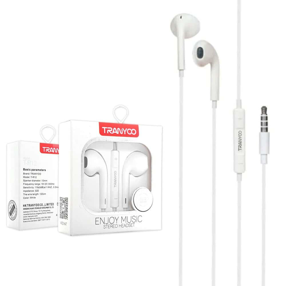 Tranyoo (T-R12) Earbud/Headphone/Earphone 3.5mm Jack (Built-in Microphone & Volume Control) For iPhone,iPad, Laptop,Android/Samsung/Moto/Google/Oppo Tranyoo (T-R12) Earbud/Headphone/Earphone 3.5mm Jack (Built-in Microphone & Volume Control) For iPhone,iPad, Laptop,Android/Samsung/Moto/Google/Oppo